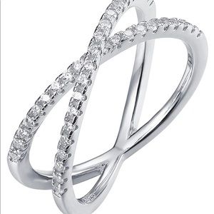 14K white gold plated X ring